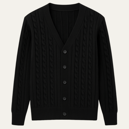The Rochester Men's Classic Cable Knit Button Up Cardigan