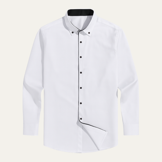 The Deauville Men’s Slim Fit White Dress Shirt – Long Sleeve Button-Up Smart Casual