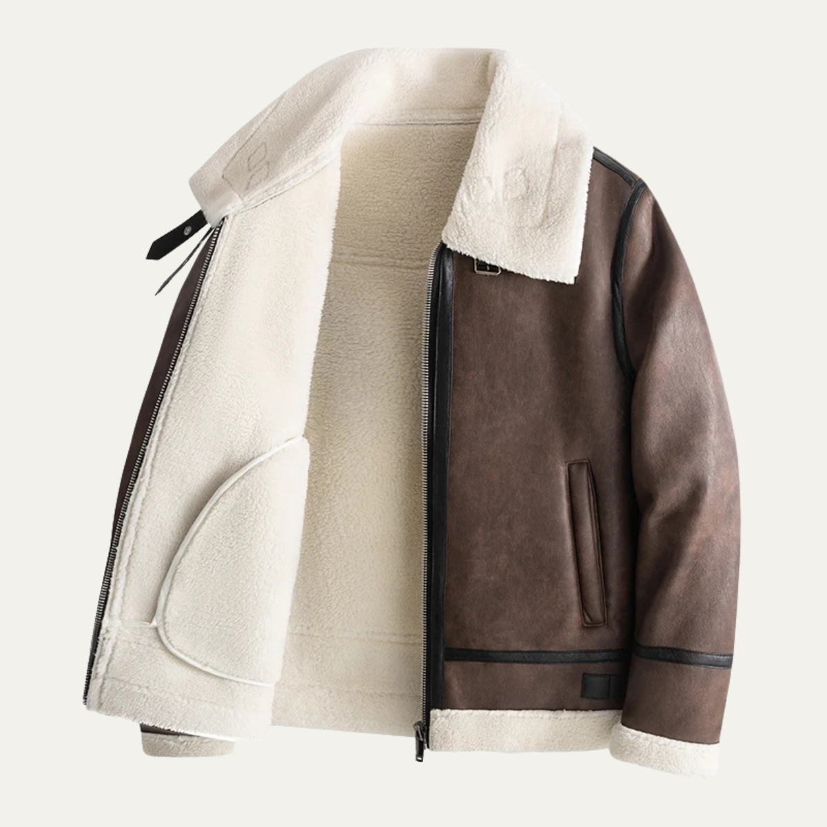 The Fairview Men’s Retro Leather Jacket with Shearling Lining