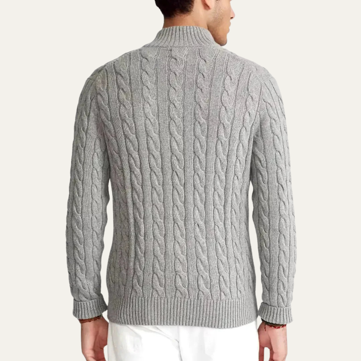 The Pesaro Men’s Cable Knit High Neck Quarter Zip Sweater