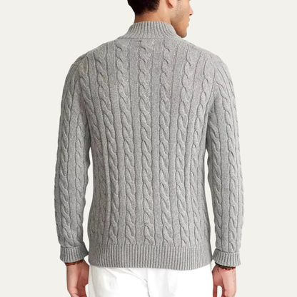The Pesaro Men’s Cable Knit High Neck Quarter Zip Sweater