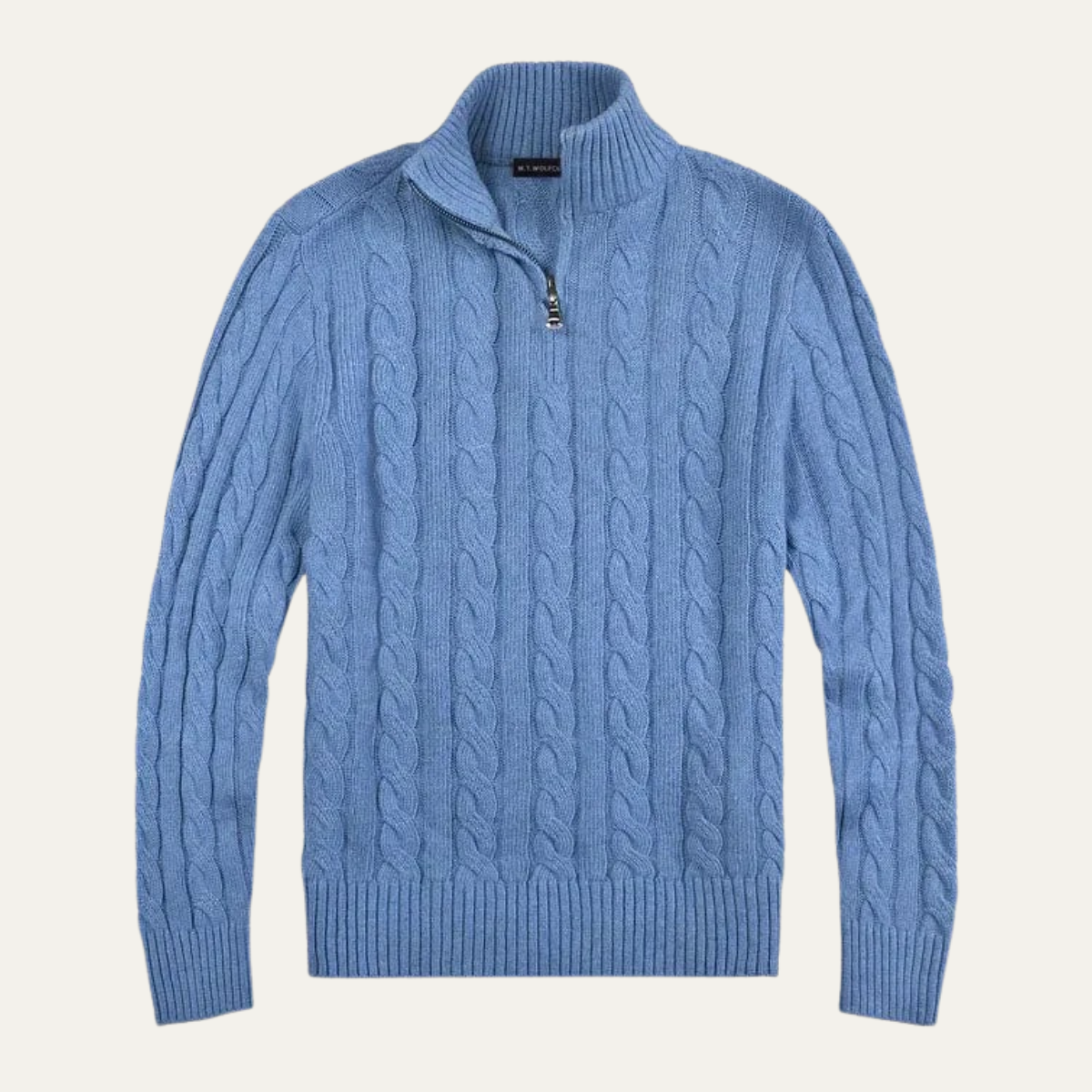 The Pesaro Men’s Cable Knit High Neck Quarter Zip Sweater