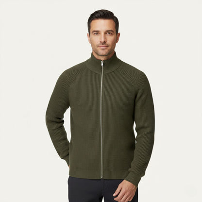 The Richmend Men’s Elegant Merino Wool Zip Up Cardigan