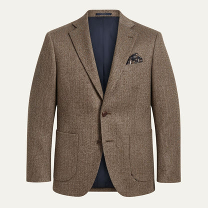 The Gravedona Men’s Office Herringbone Single Breasted Wool Tweed Blazer Jacket