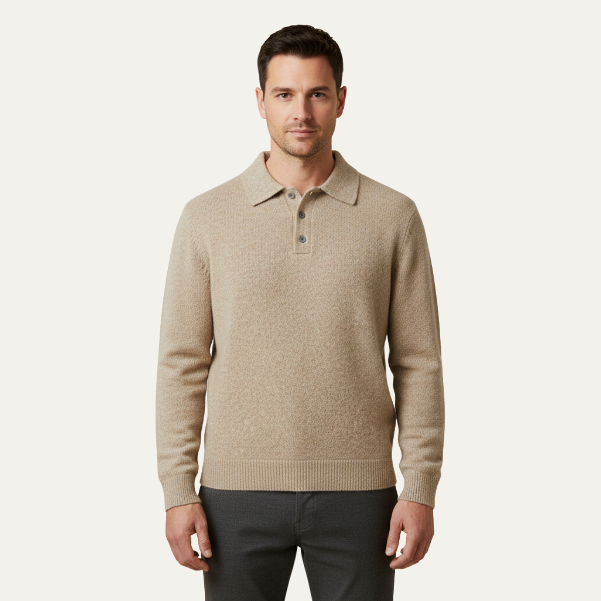 The Cedarfield Men's Trendy Soft Knit Polo Cashmere Sweater