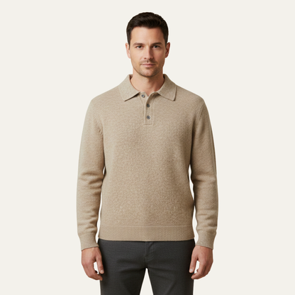 The Cedarfield Men's Trendy Soft Knit Polo Cashmere Sweater