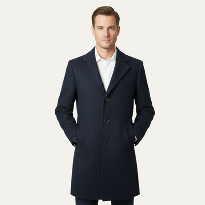 The Wilshire Men's Long Double Breasted Wool Blend Smart Overcoat