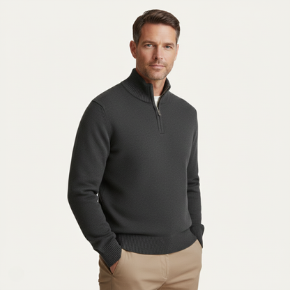 The Crestfield Cashmere Quarter Zip Sweater – Men's 100% Soft Luxury Wool Knit Sweater