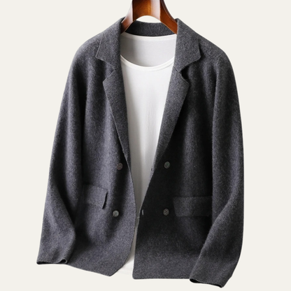 The Roero Men’s Cashmere Suit Collar Blazer Cardigan with Pockets