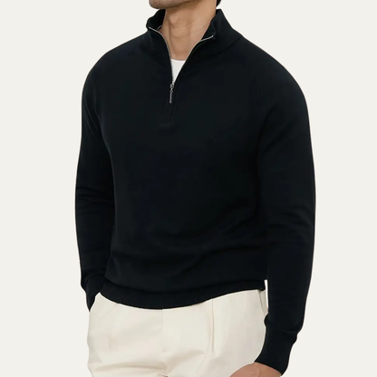 The Brookline Ridge Men's Classic Mock Neck Half Zip Cashmere Sweater