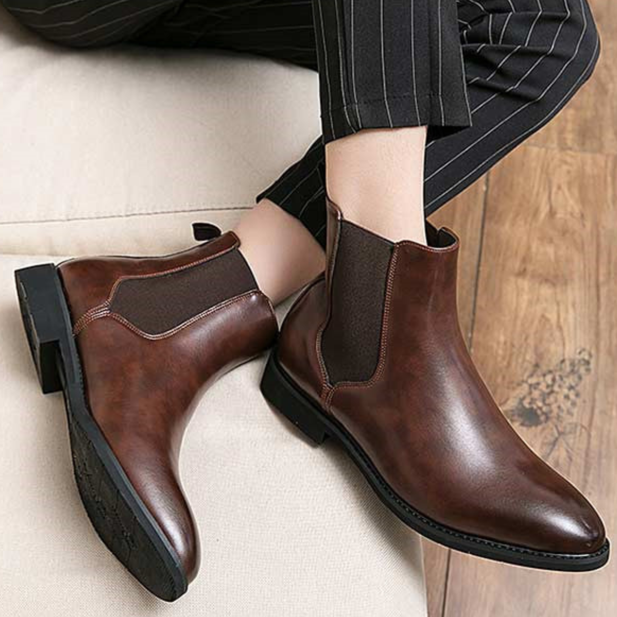 The Monterosso Men’s Smart Casual Vintage Leather Chelsea Boots
