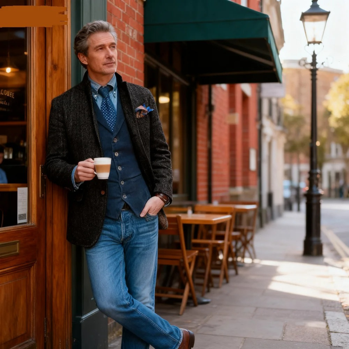 The Testaccio Men’s Single Breasted Wool Tweed Herringbone Blazer – Black