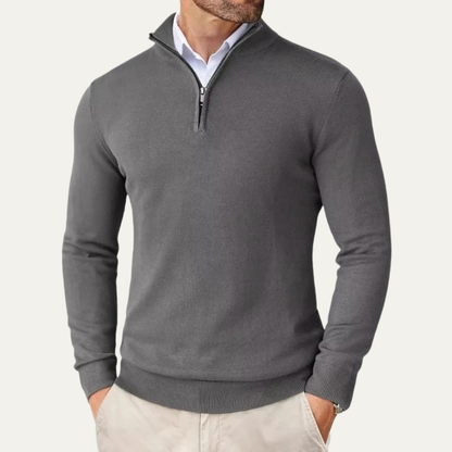 The Elmwood  Men's Quarter Zip Knitted Mock Neck Sweater