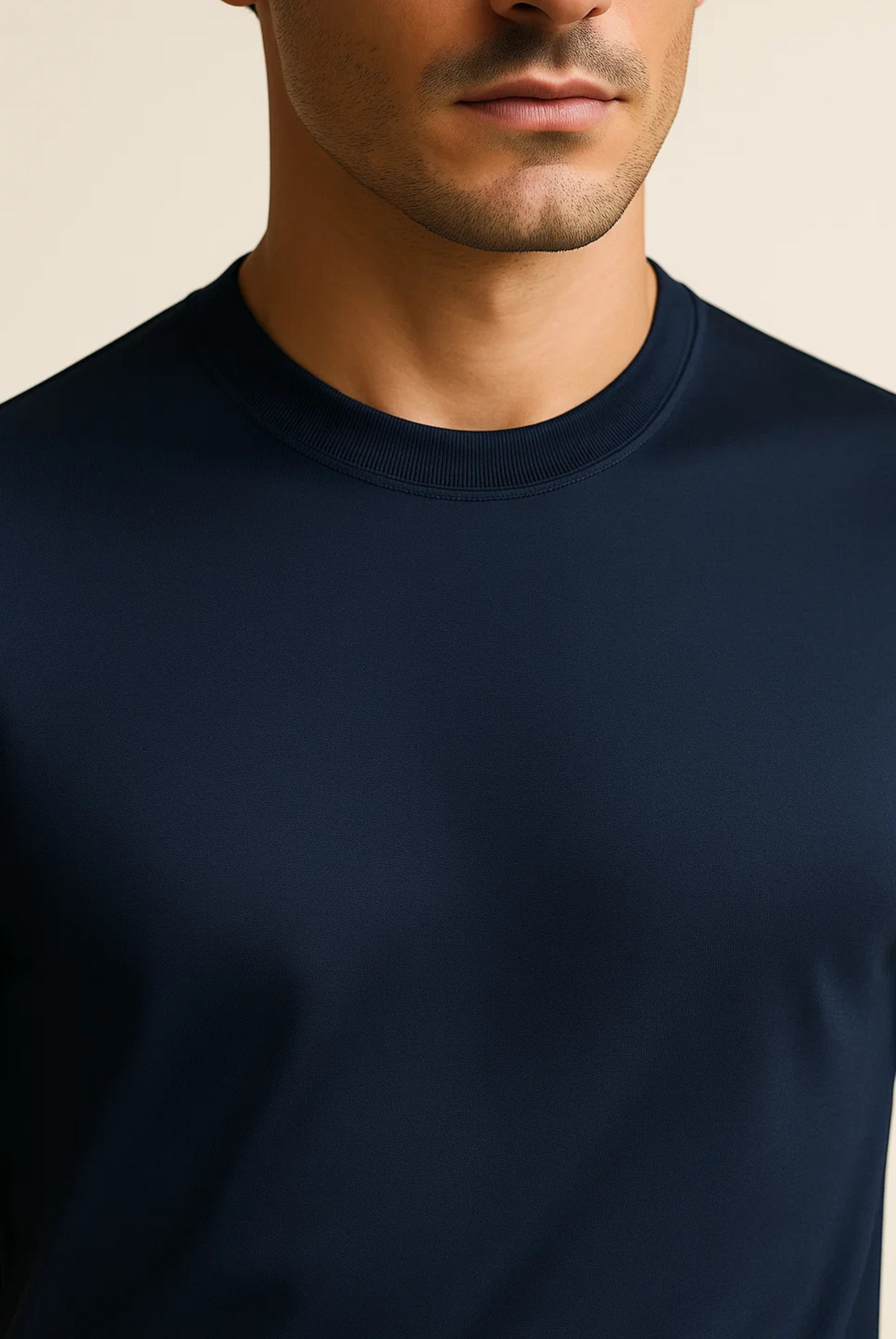 Imperial Navy Blue Cotton Crew Tee for Everyday Wear