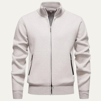 The Montefalco Men’s Casual Knitted Stand Collar Zip Cardigan