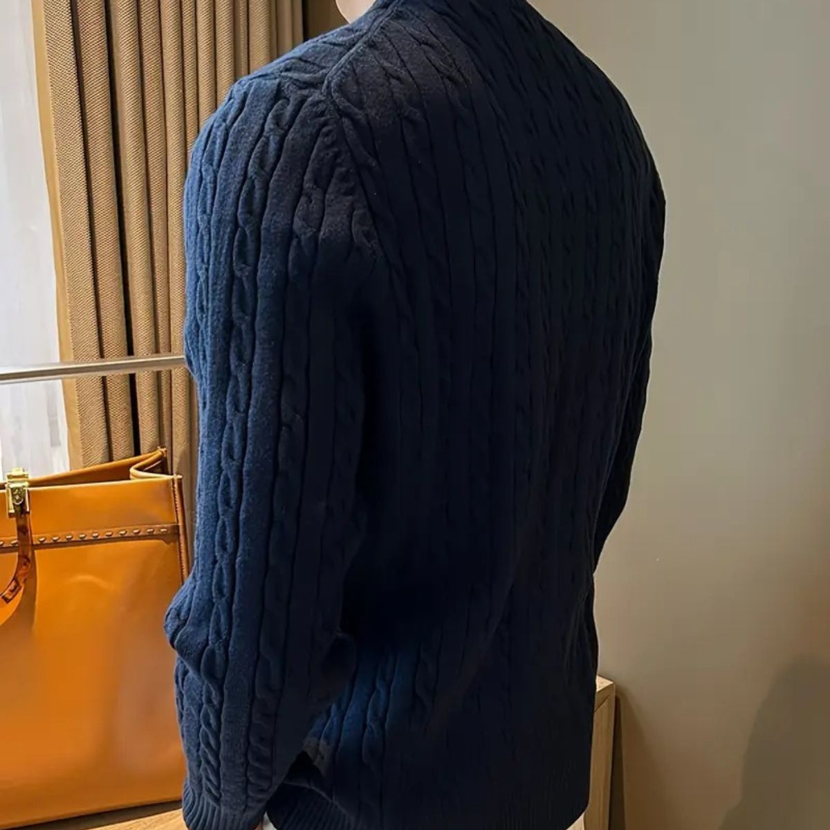 The Versailles Cashmere Merino Wool Knit Sweater for Men - Navy Blue