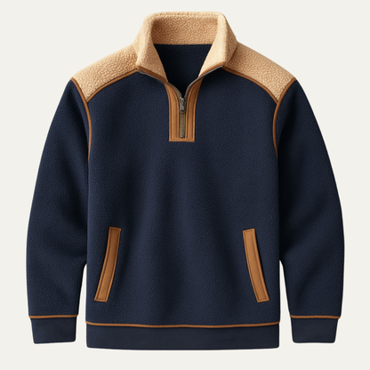 The Garda Men's Vintage Color Block Quarter Zip Fleece Sweater