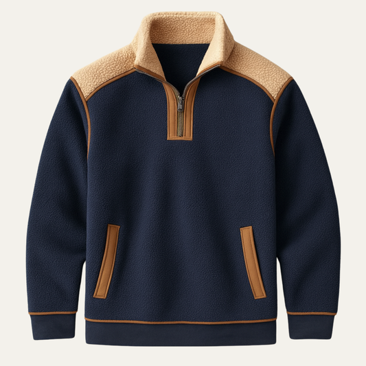 The Garda Men's Vintage Color Block Quarter Zip Fleece Sweater