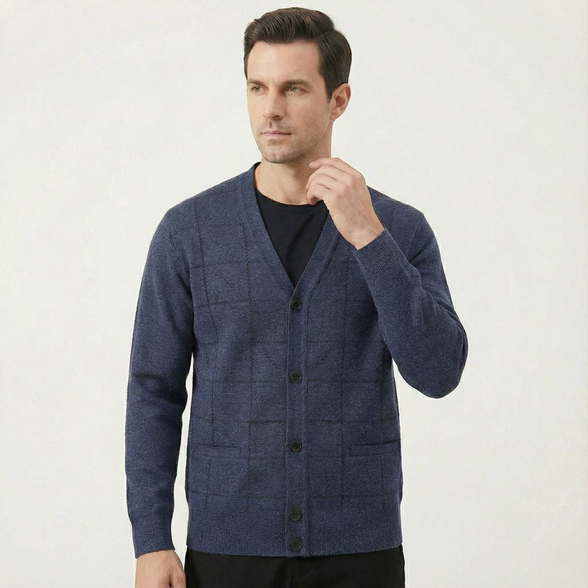 The Barra Men’s V Neck Knit Cardigan with Pockets