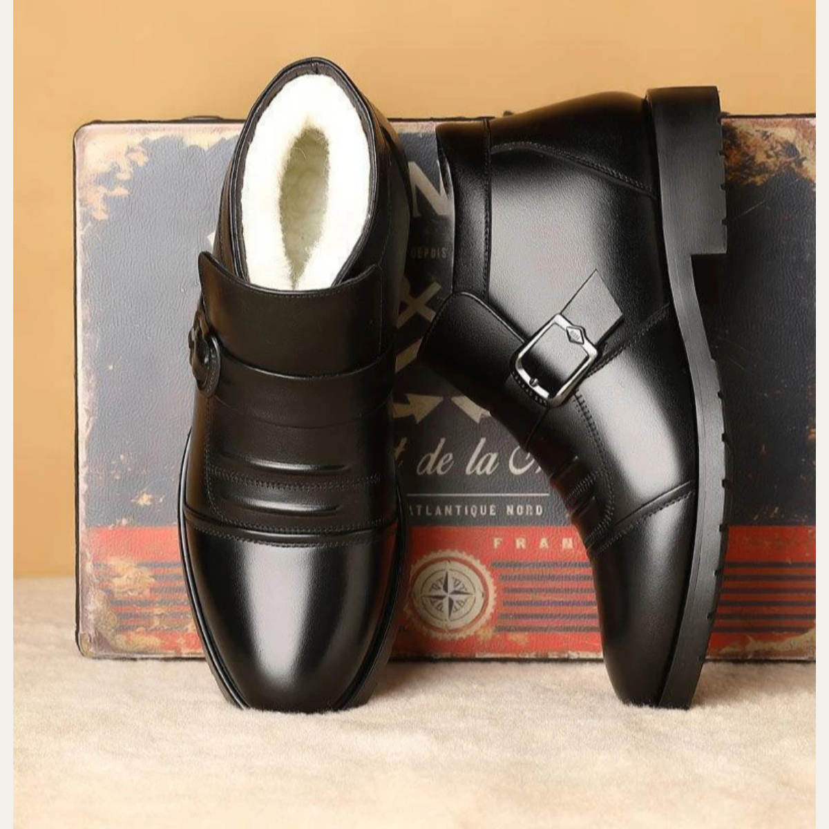 The Aldercrest Ridge Men’s Warm Anti-Slip Fleece Lined Leather Snow Boots