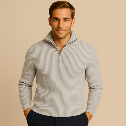 The Merino Knitted Quarter Zip Sweater