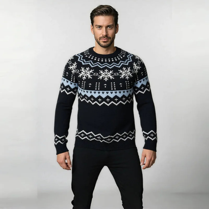 The Westfield Men’s Round Neck Warm Snowflake Knit Christmas Sweater