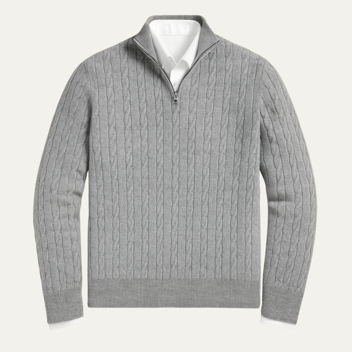 The St. Moritz Cable Knit Zipper Sweater for Men - Old Money Style