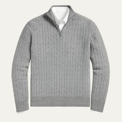 The St. Moritz Cable Knit Zipper Sweater for Men - Old Money Style