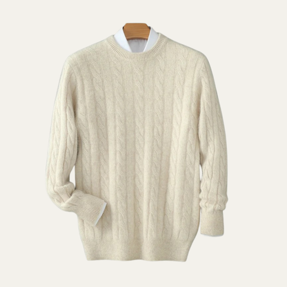 The Bari Men’s Cashmere Cable Knit Crewneck Sweater