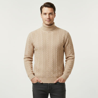 The Paestum Men’s Warm Ribbed Cable Knit Turtleneck Sweater