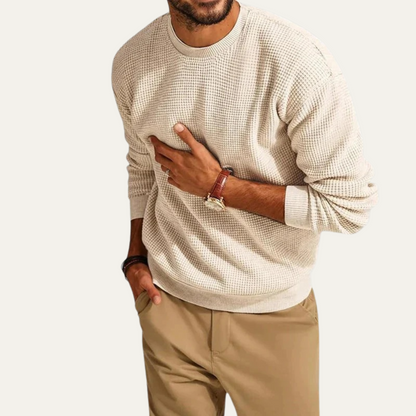 The Mayfair Men's Knit Sweater - Casual Textured Crew Neck