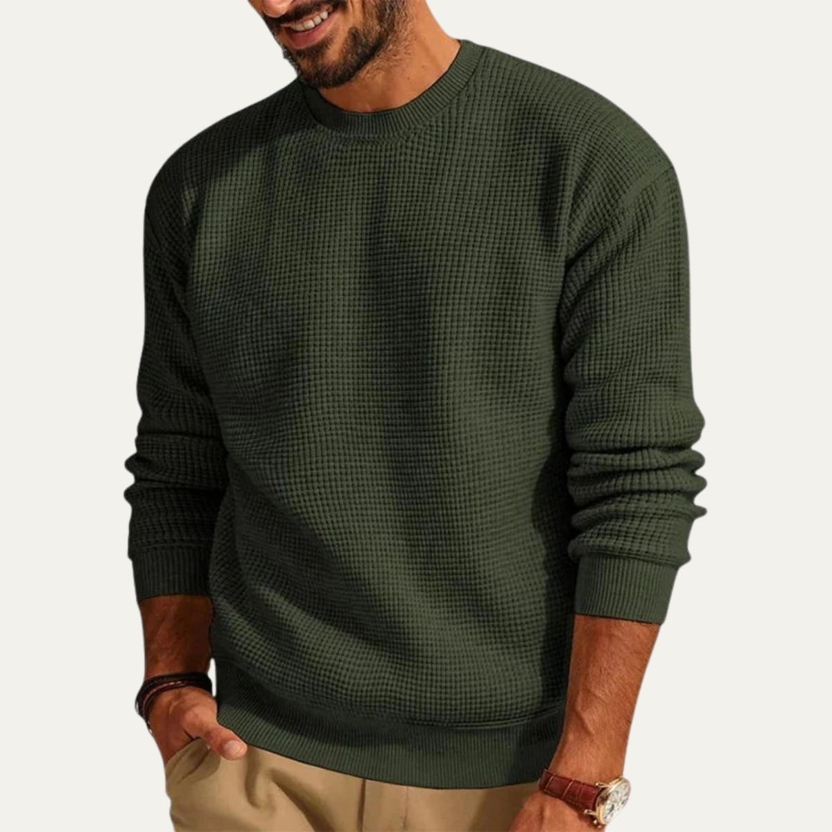 The Mayfair Men's Knit Sweater - Casual Textured Crew Neck