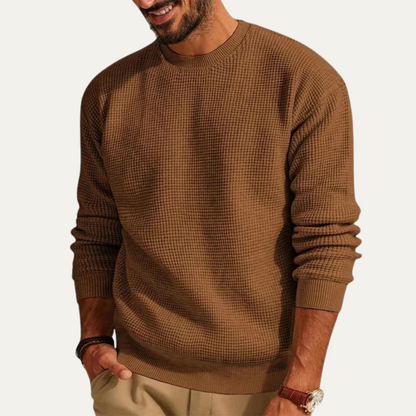 The Mayfair Men's Knit Sweater - Casual Textured Crew Neck