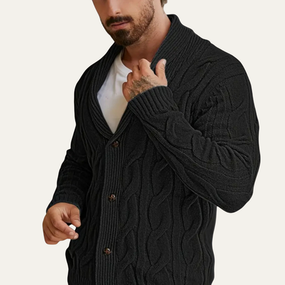The Abbadia Men’s Cozy Cable Geometric Pattern Knit Cardigan