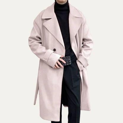 The Woolwich Men’s Smart Camel Wrap Wool Coat with Belt