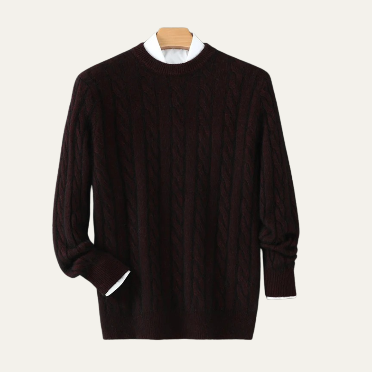The Bari Men’s Cashmere Cable Knit Crewneck Sweater