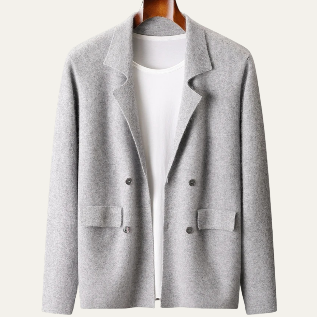 The Roero Men’s Cashmere Suit Collar Blazer Cardigan with Pockets