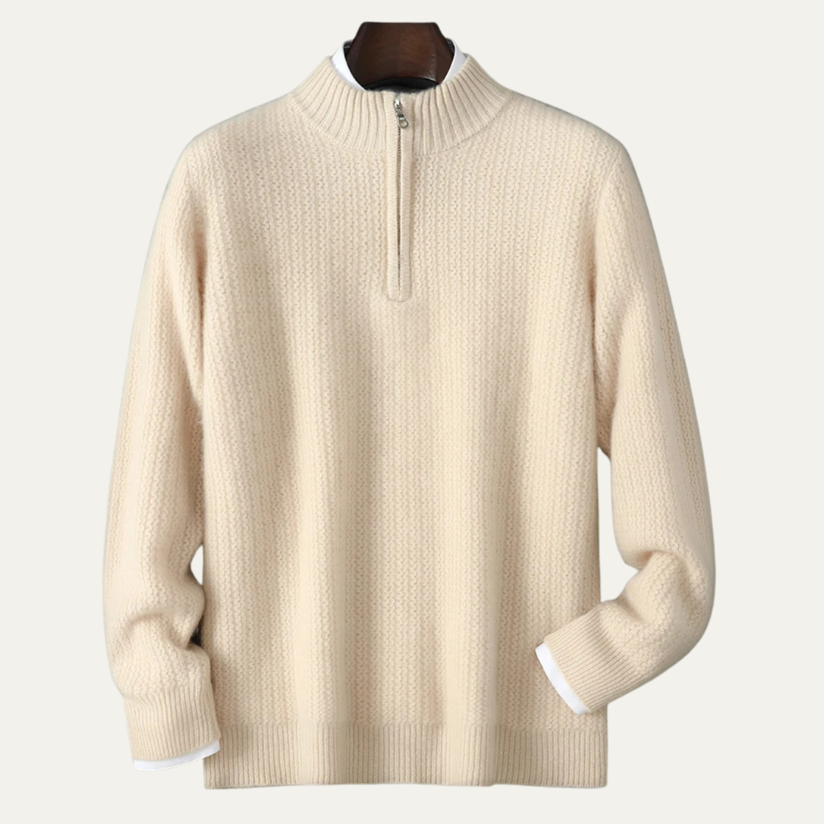 The Valladolid Men’s Winter Cashmere Quarter Zip High Collar Knit Sweater
