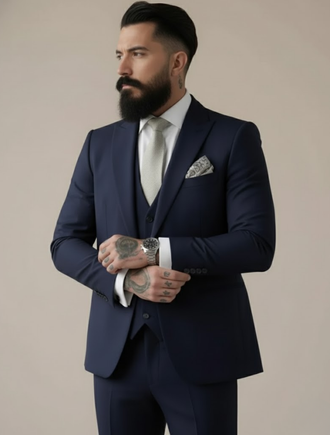 Men’s Slim Fit Three-Piece Suit for Weddings