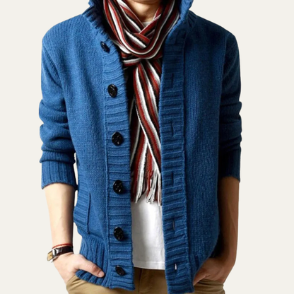 The Athens Men’s Winter Front Button Stand Collar Knit Cardigan