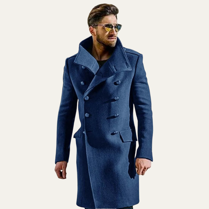 The Stratford Men’s Double Breasted Long Wool Trench Coat