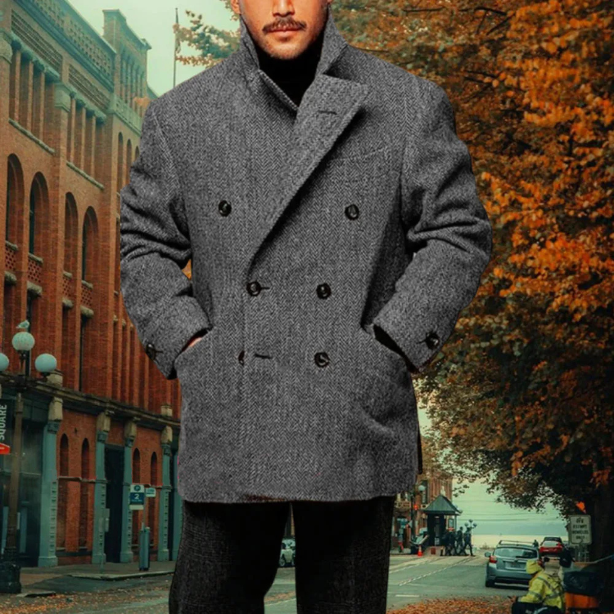 The Ashton Men's Vintage Wool Blend Double Breasted Tweed Winter Blazer