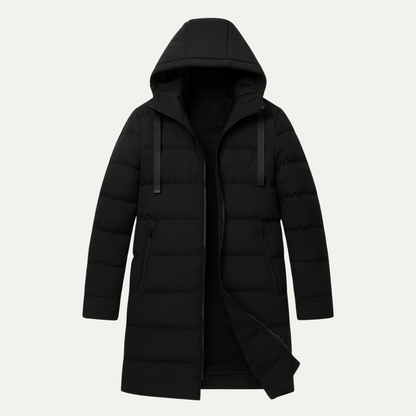 The Whitby Men's Stylish Longline Black Puffer Coat