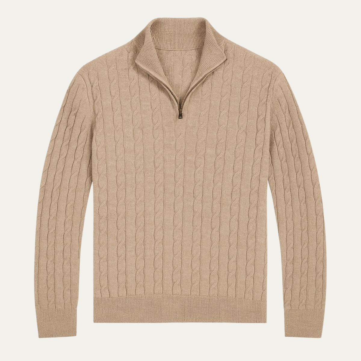 The St. Moritz Cable Knit Zipper Sweater for Men - Old Money Style