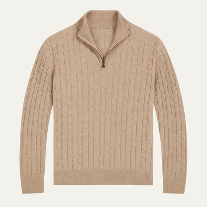 The St. Moritz Cable Knit Zipper Sweater for Men - Old Money Style