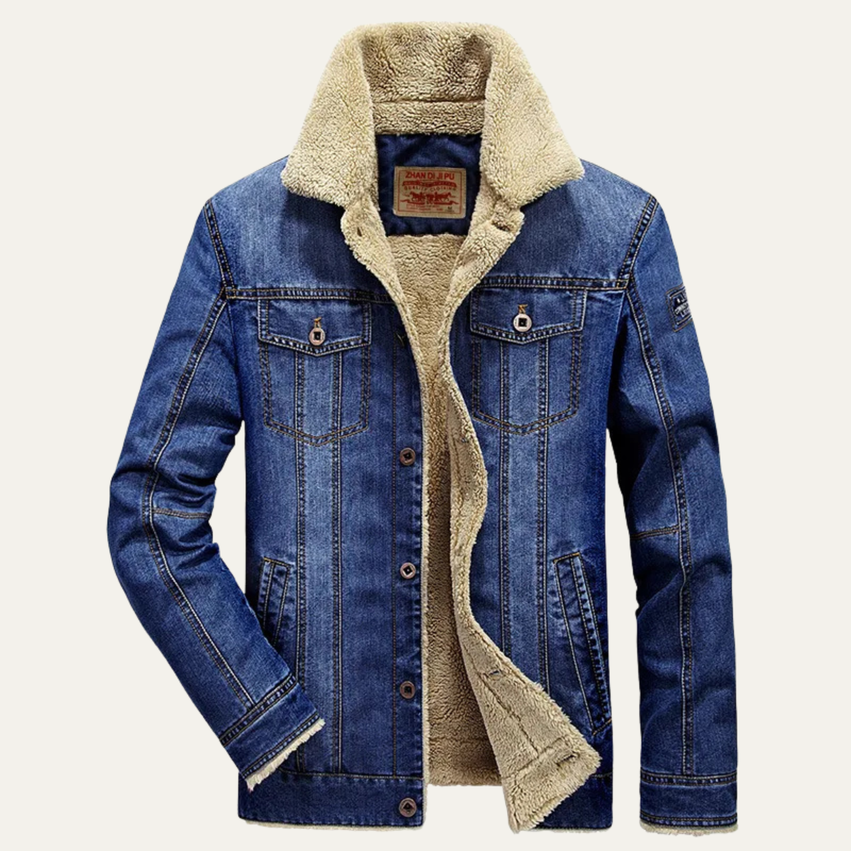 The Palmi Men’s Winter Sherpa Lined Denim Jacket with Collar