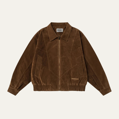 The Caldaro Men’s Retro Zip Up Suede Bomber Jacket