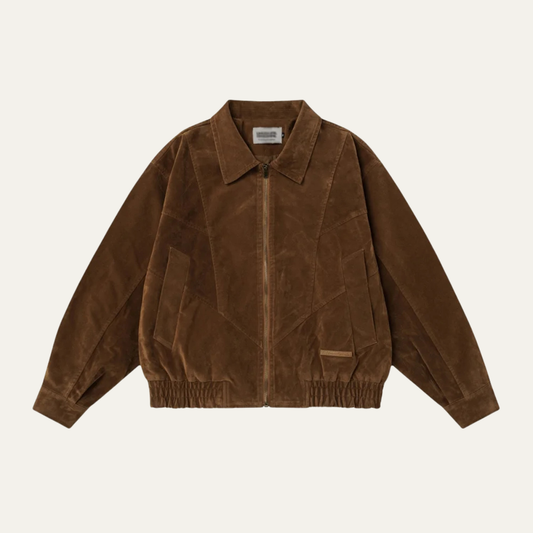 The Caldaro Men’s Retro Zip Up Suede Bomber Jacket