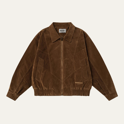 The Caldaro Men’s Retro Zip Up Suede Bomber Jacket