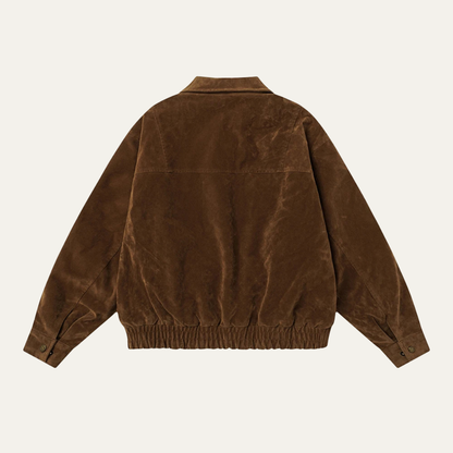 The Caldaro Men’s Retro Zip Up Suede Bomber Jacket